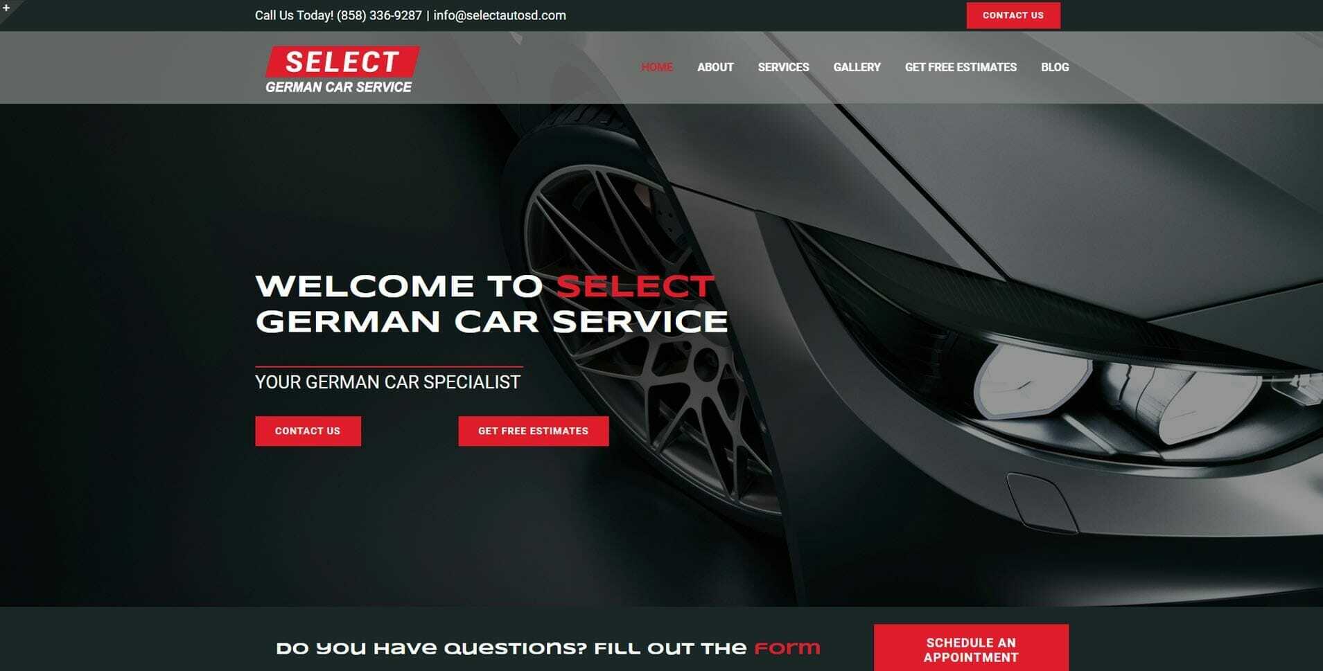 Select German Car Service website